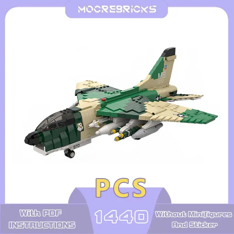 MOC Building Blocks A-7D Corsair II Plane Assembly Mini Bricks Naval Aviation Aircraft Model Ultimate Collection Toys Kids Gift