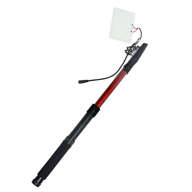 12V LED Telescopic Fishing Rod Outdoor Lantern Camping Light with Remote Control for Road Trip or mobile street light