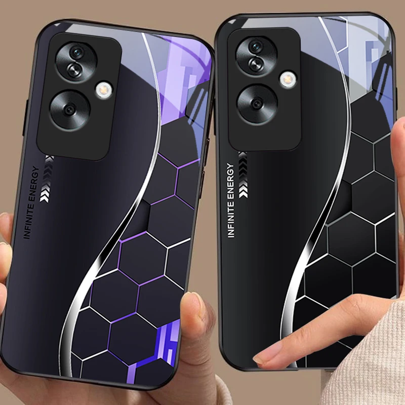 الخيال العلمي فضي أبيض ل ممن لهم A79 5G 58 78 74 60 4G رينو 11F Realme GT 6 11 نوت 50 10 C55 X2 الزجاج المقسى الأسود جراب هاتف