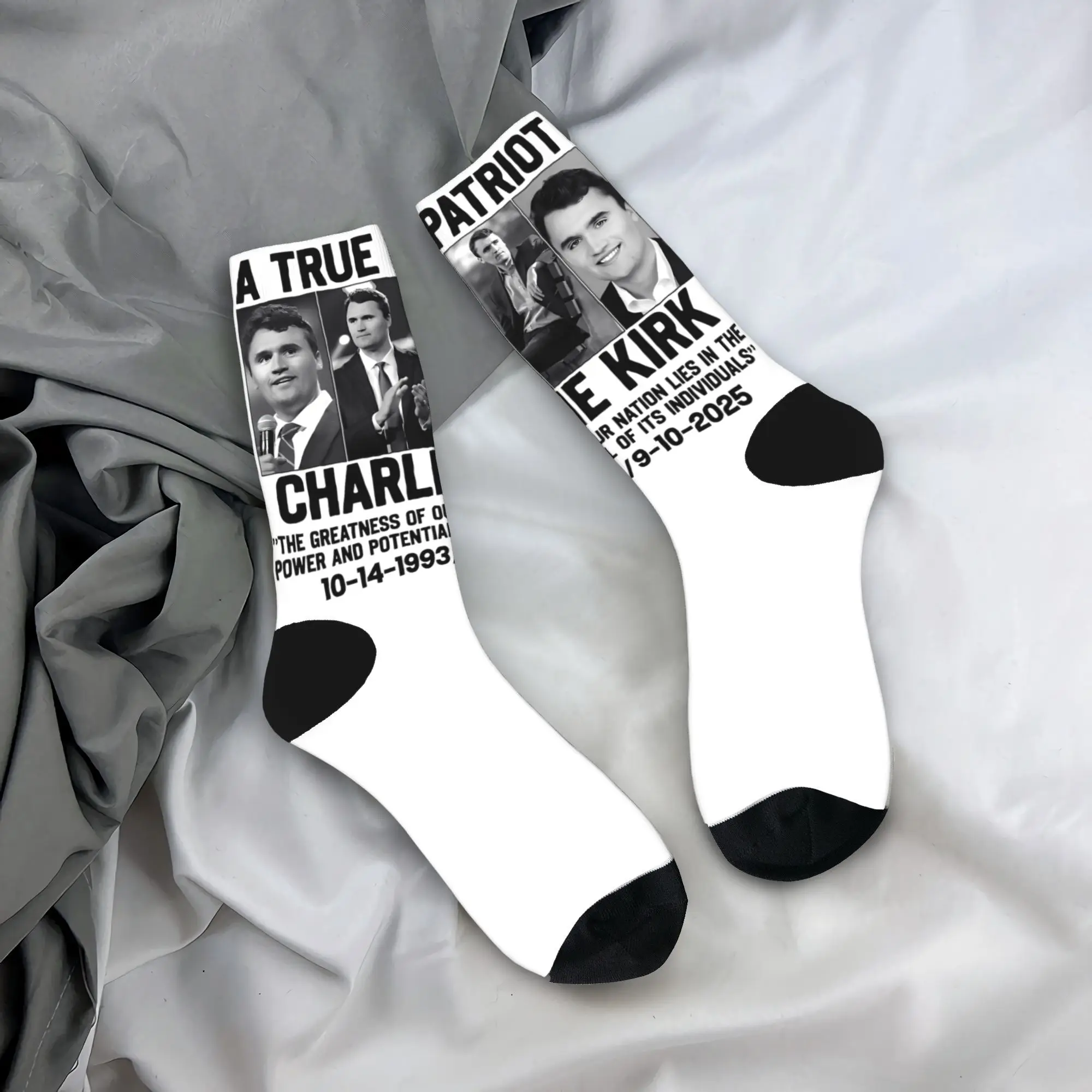 

Мужские носки унисекс, чулки Чарли Кирк, зимние носки высокого качества в стиле ретро, спортивные противоскользящие носки с графикой на открытом воздухе