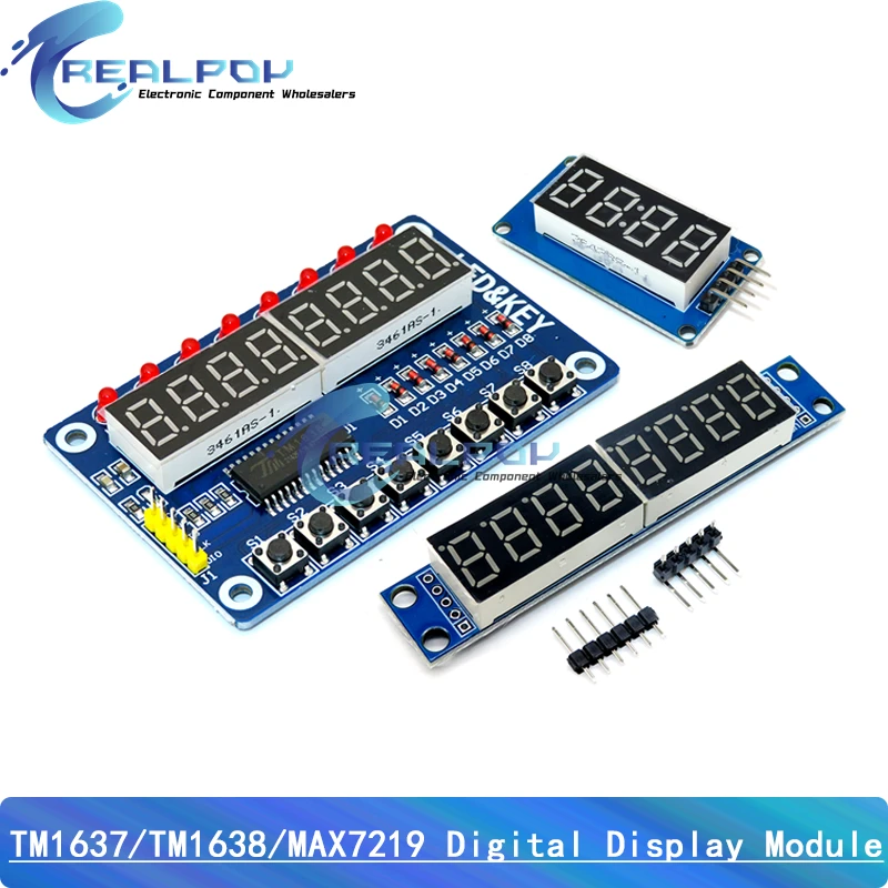 TM1638 / TM1637 4 Bits / MAX7219 8 bit Digital LED Display Module 7 Segment 0.36Inch Clock RED Anode Tube Four Serial Driver