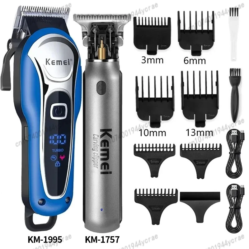 Máquina de Cortar Cabelo Kemei Km-1995 Km-1757 Km-T95, Cortador de Cabelo Sem Fio Recarregável para Barbeiro
