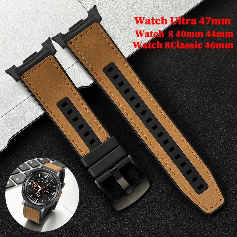 Leather Strap for Samsung Galaxy Watch Ultra 2025 47mm 7Ultra Correa Band for Samsung Galaxy8 40mm 44mm 8Classic 46mm Wriststrap