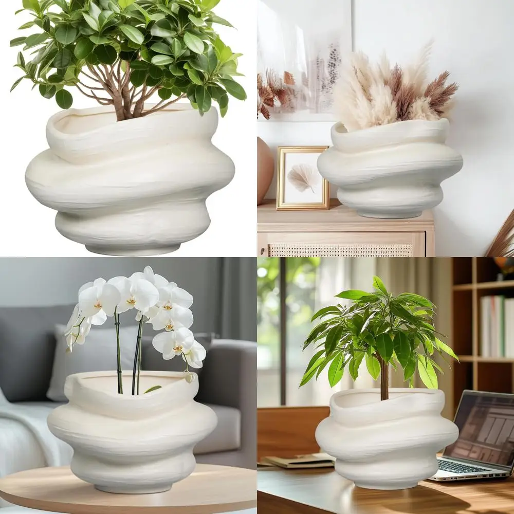 

ceramic plant pots bonsai 11 inch - flower pots for indoor plants, large plant pots with drainage hole, decorative planter outdo