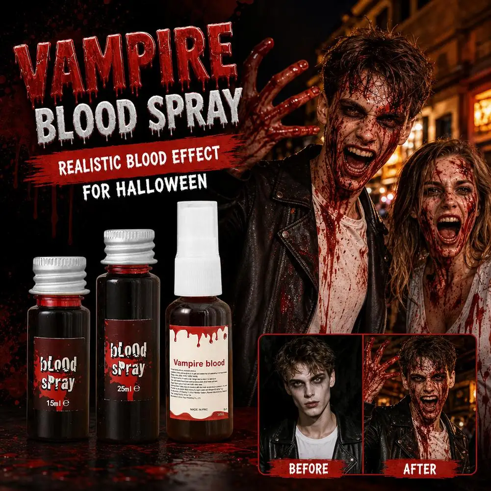 Halloween Kunstplasmaspray, Scherzartikel, Simulations-Make-up, Vampir-Zombie-Trick, Künstliches Plasma, abwaschbares Kunstblut 15/25/30ml – Detail 5