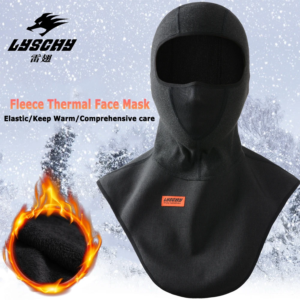 Lyschy Motorcycle Mask Fleece Thermal Face Mask Plus Velvet Warm Liner Bib Moto Riding Balaclava Motorbike Biker Winter Ski Mask