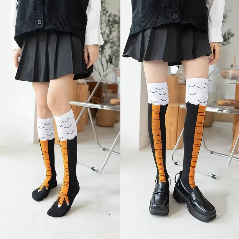 

1/2/3Pcs Funny Chicken Paw Stocking Over-knee Pressure Thin Leg Long Stockings Spring Autumn Winter Middle High School Girl Sock