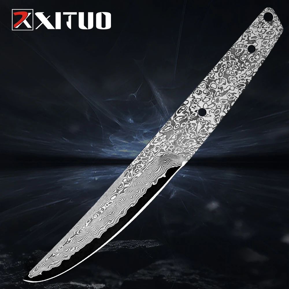 Full Tang Damascus steel blank blade DIY Handmade Fixed Blade Damascus knife blanks Razor sharp customised knife making accessor