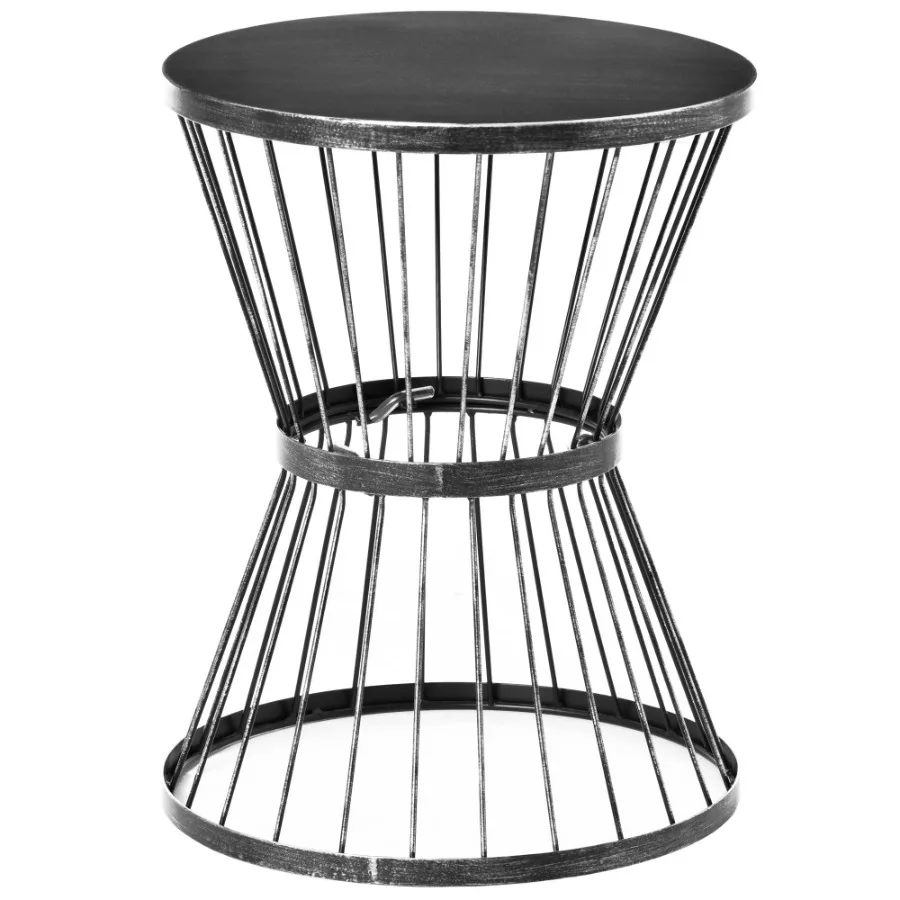 

Patio End Table 16 Steel Side Table with Hourglass Design Black Accent Table for Outdoor and Indoor Use