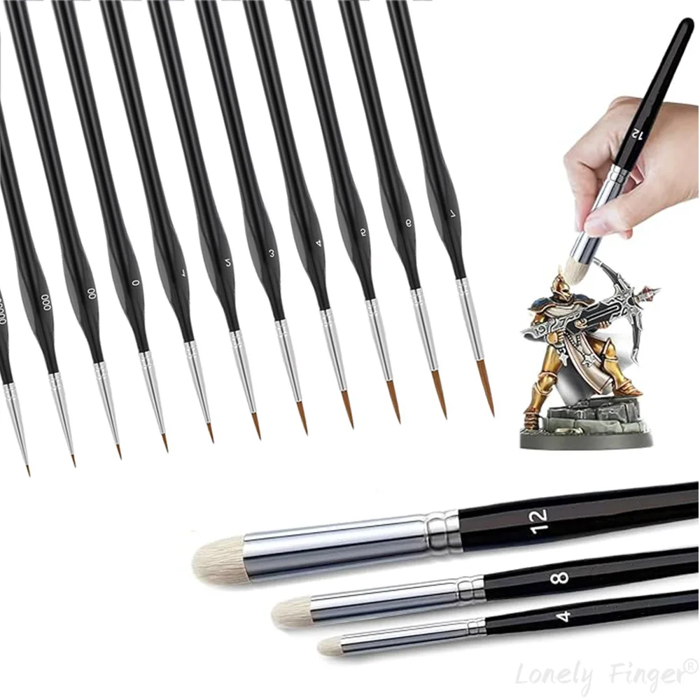 

Миниатюрные кисти для рисования, 3/11/14 шт. кисти для моделей сухих кистей, набор кистей для рисования микродетальми для акрила, масел, фигурок