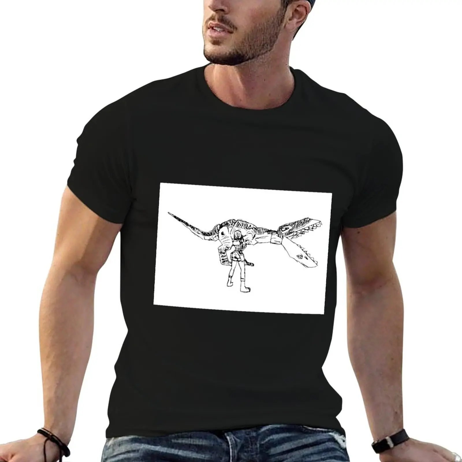 Tomb Raider T-Rex T-Shirt vintage t shirts cute clothes rapper graphic tees oversized t shirt men