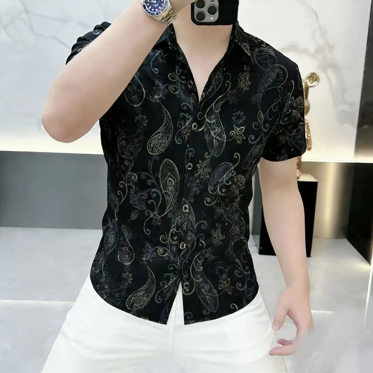 European Style Classy Shirts For Men Short Sleeve Print Coolness Summer Quality Soft Comfortable Casual Trendy Camisas De Hombre