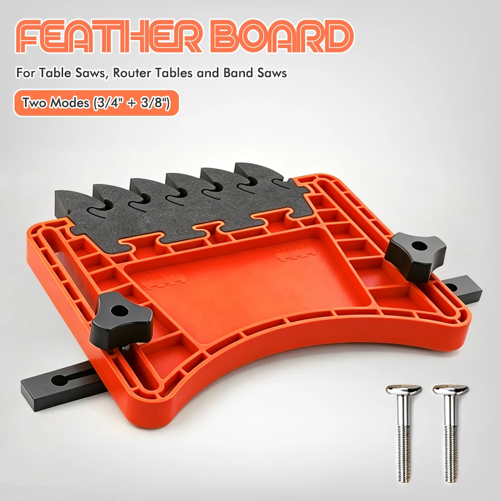 Complete Kit Feather Board Woodworking Safety Pressure Fixer Dual Mode 3/8 3/4 T Track Accessory for Table Saw Band Saw Router T
