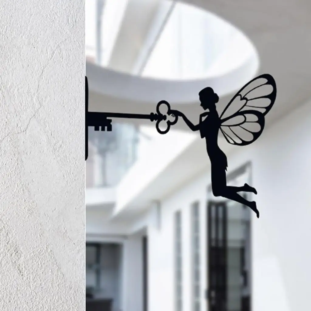 Fityle Metal Craft Fairy Silhouette Art Statue Ornament Backyard Wall