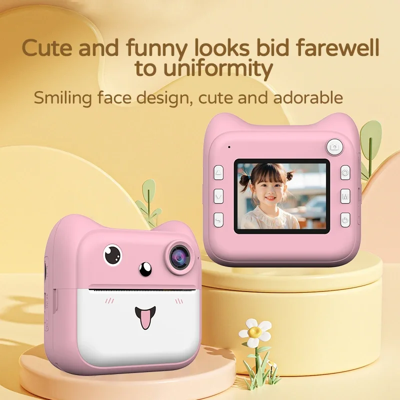 Kids Photo Camera Toy with Printer Games Cute Pink Blue Mini Digital Video Child Instant Print Camera Toy Girls Boys Gift