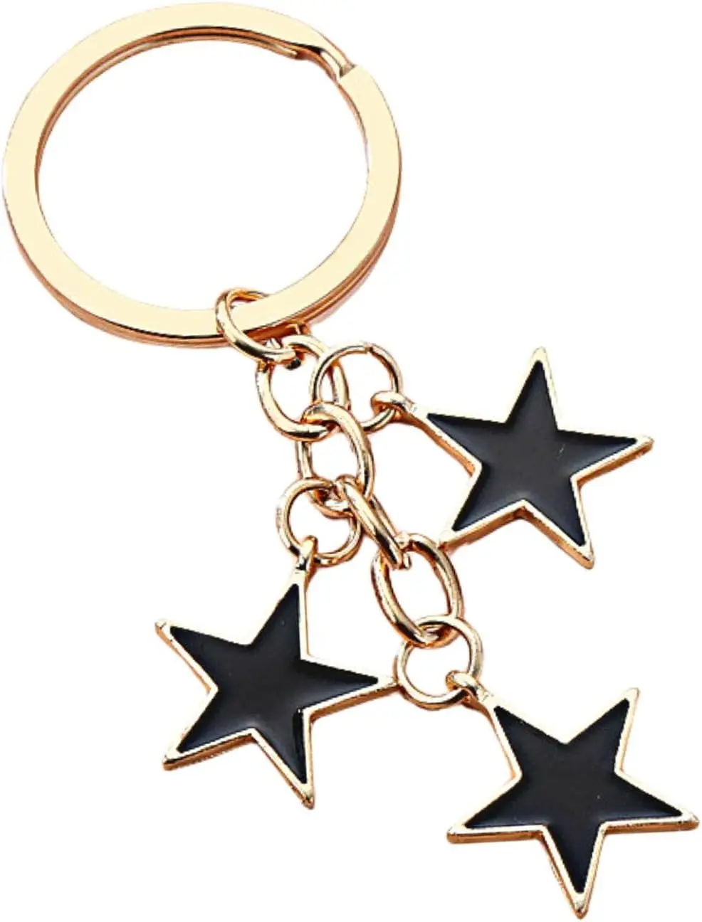 Meefisher Women's Stars Bag Charms Cute Enameled Keychain Keyring for Purse Accessories Kawaii Aesthetic Gifts,Black