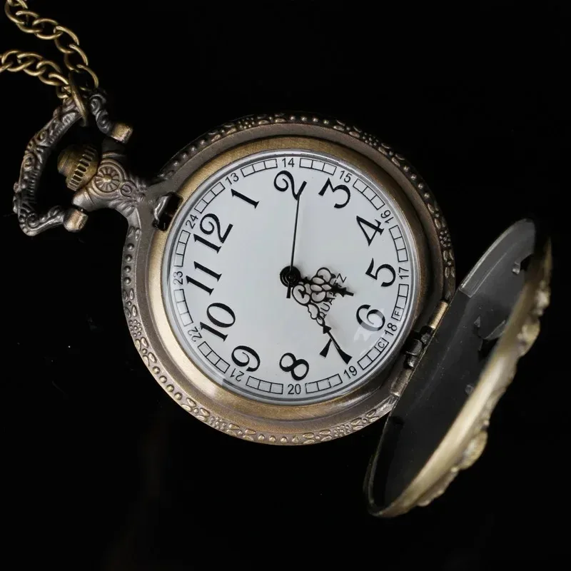 12 조디악 원숭이 석영 주머니 시계 절묘한 새겨진 중공 조각 남여 Fob 시계 펜던트 맞춤 목걸이 선물