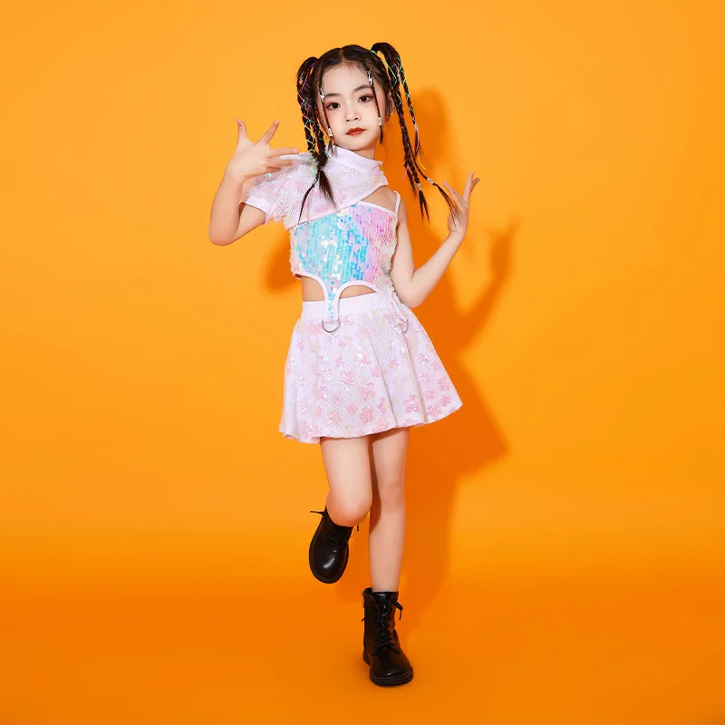 Children's Performance Dress Girls Korean Crop Jazz Performance Dress Children's Model Catwalk Fashion Clothes