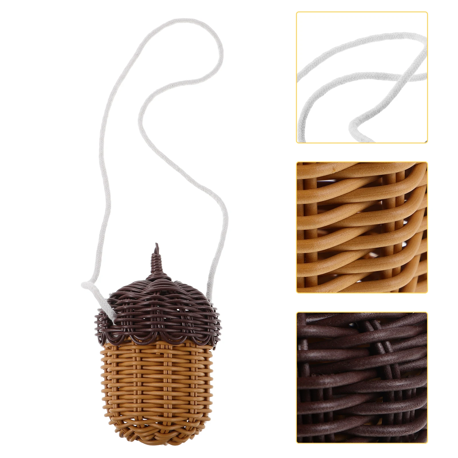 

Imitation of Vine Pine Cone Bag Change Purse Brown Woven 's Cute Storage Bags Crossbody