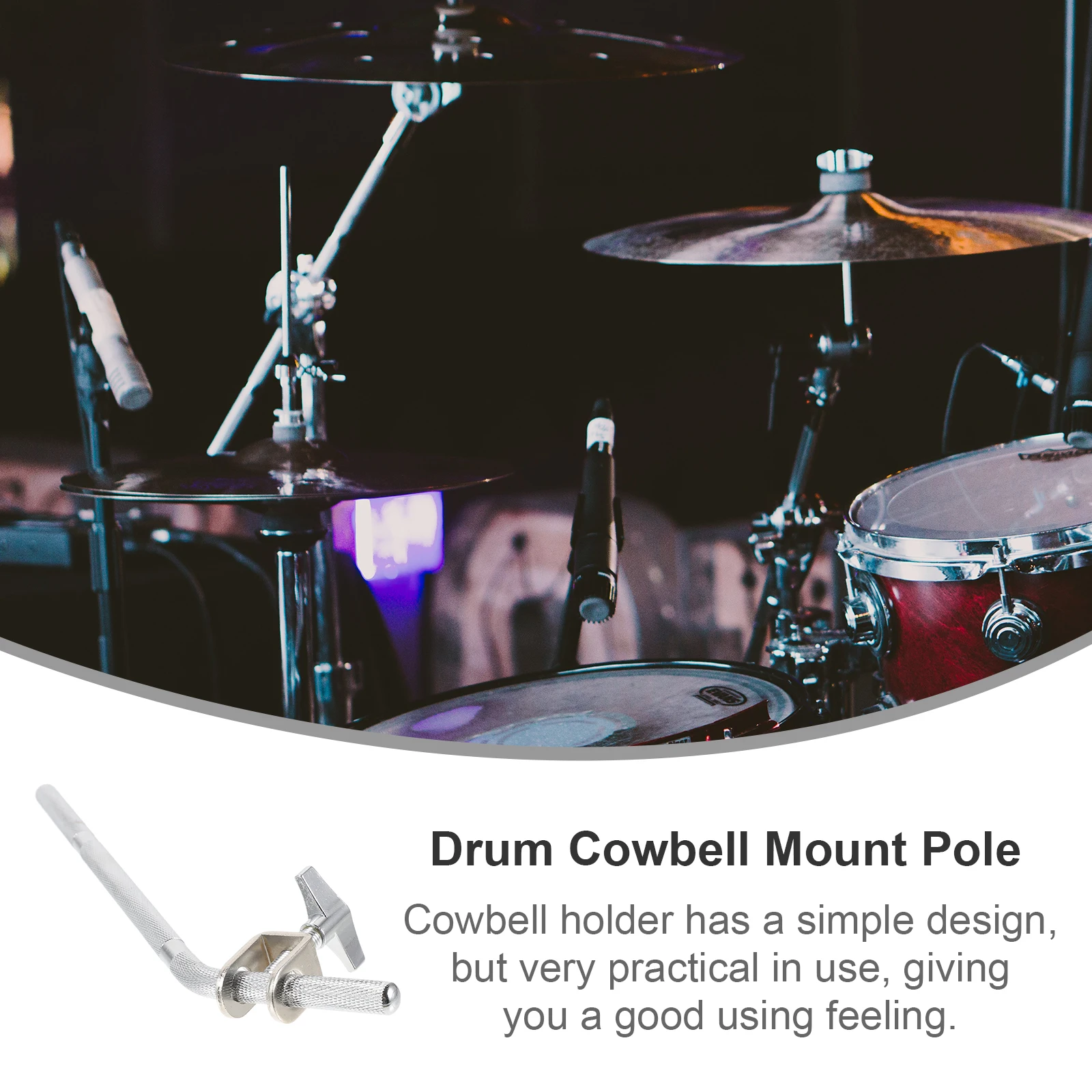 

1 Pc Silver Cowbell Stand Metal Kit Holder Extension Rod Mount Bracket For Bass Drum Multi Function Hardware Pole