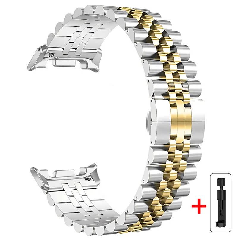 Roestvrijstalen band voor Samsung Galaxy Watch 8 9 40mm 44mm zonder openingen, metalen band voor Watch 8 Classic 46mm, snel te bevestigen horlogeband