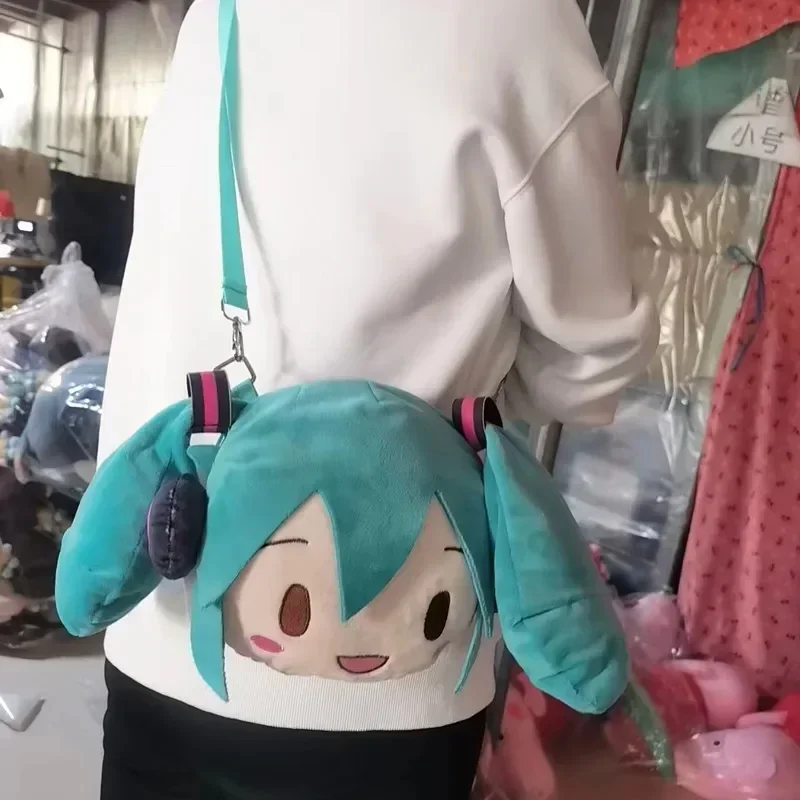 New Anime Hatsune Miku Bag Cartoon Cute Soft Smile Storage Small Pain Bag Plush One Shoulder Bag Collect Ornament Doll Gift