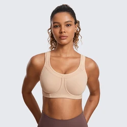 Women's High Impact Removable Pads Sports Bra Underwire Full Coverage Support Workout Running Bra