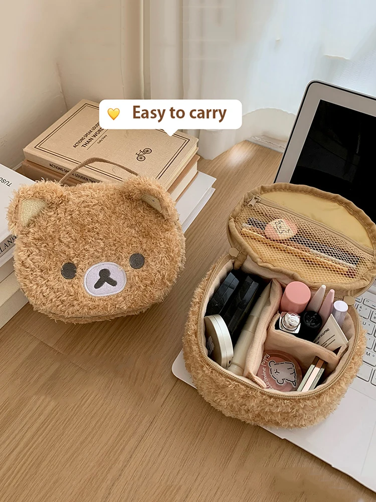 Pluszowe etui na kosmetyki Anime Relaxed Bear Kosmetyczka Damska Saszetka na biżuterię Organizer dla dziewczyn Torebki Prezent Gorąca sprzedaż — zdjęcie 2