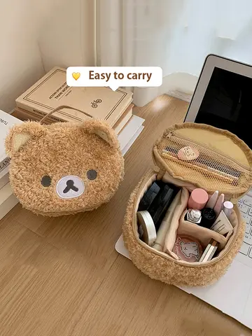 Plushes Makeup Case Anime Relaxed Bear Cosmetic Bag Women Jewelry Storage Pouch Girl Organizer Handbags Gift Hot Sales