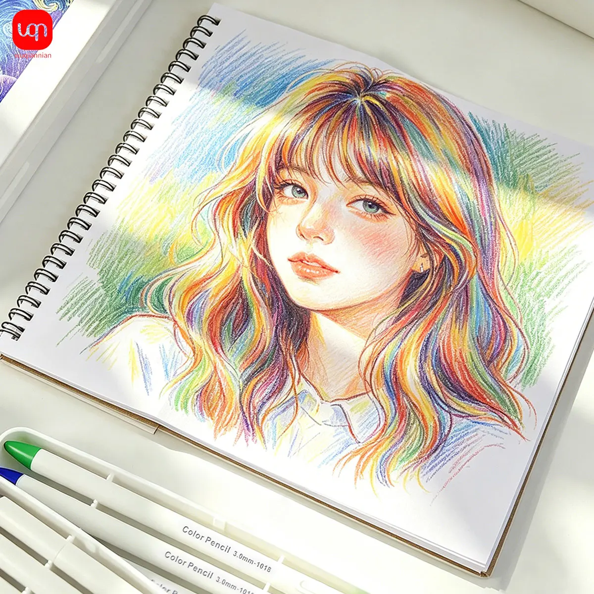 WQN 48 Colored Pencils/Replacement Refill, Push-Type Style 3.0mm, Thickened, Erasable, Easy to Correct, Even Color Display, Lay