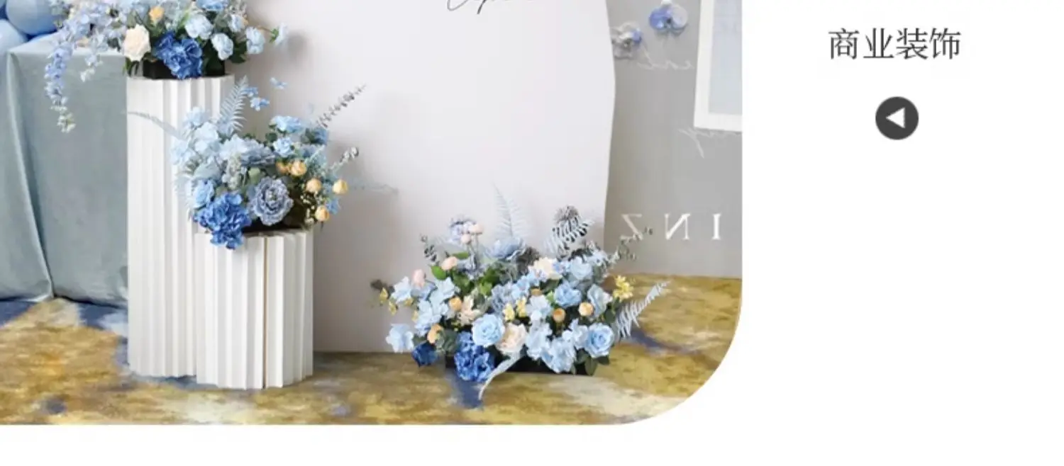 Blaues Künstliches Hochzeitsbogen-Blumen-Set Rosen-Hortensien-Blumenarrangement Hängende Blumen-Kulisse für Zeremonien und Partydekoration – Detail 6