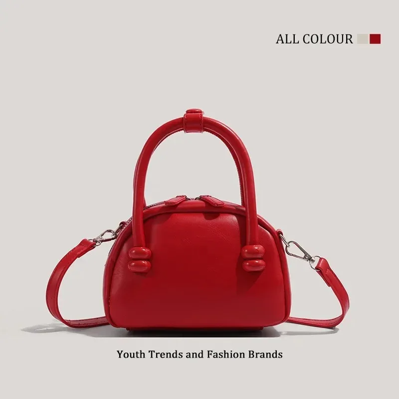 

2025 New Multi-functional Soft Tote Bag Red Crossbody Bag, Boston Bag Versatile Shoulder Bag