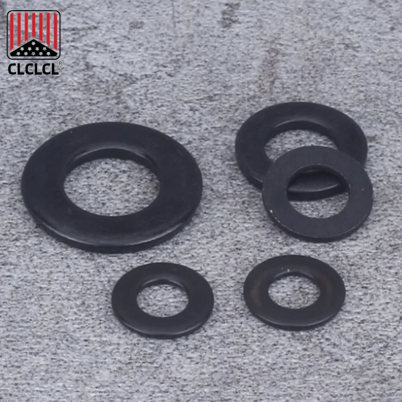 Black Grade 8,8 Carbon Steel Flat Washer, Smooth Joint Pad, 5/50 PCs, M2, M2.5, M3, M4, M5, M6, M8, M10, M12, m14, M16, M20, M22, M24, GB97, DIN125