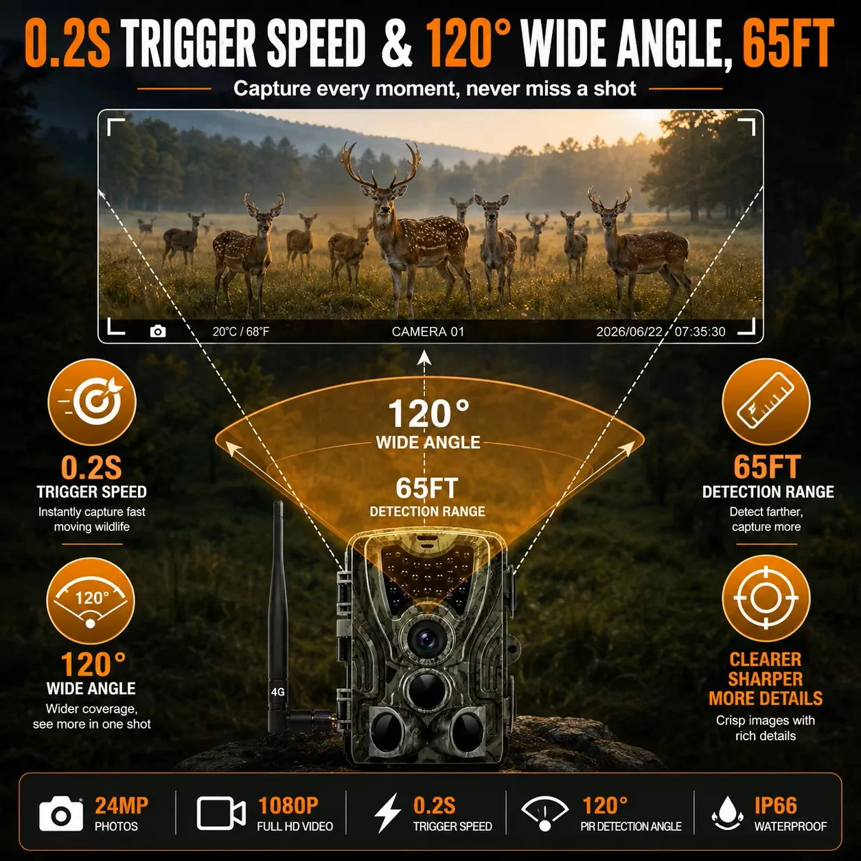 801PRO-LITHIUM-EU (Built A 5000mah llithium)Trail  Camera 24MP Night Vision  Mobile Hunting Cameras  Wireless Photo Trap