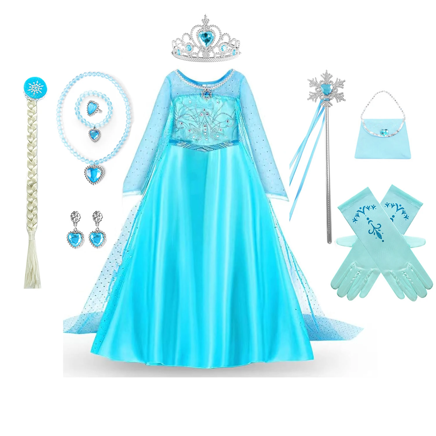 Shiny Toddler Little Girls Movie Princess Frozen Elsa Birthday Party Cosplay Halloween Dress