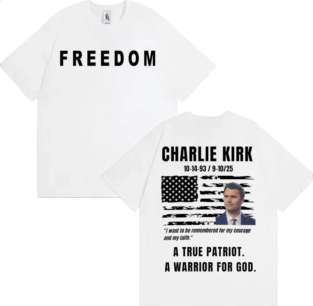 باتريوت أمريكي حقيقي محارب حقيقي لله تشارلي كيرك تي شيرت للرجال والنساء عتيق بأكمام قصيرة تي شيرت كبير الحجم ملابس الشارع #1