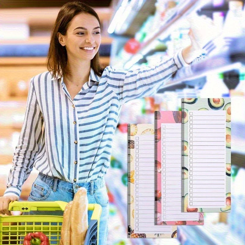 Bloc de notas magnético para lista de compras, 50 hojas de blocs de notas extraíbles con imán para refrigerador, Bloc de notas magnético y horario, 1 ud.