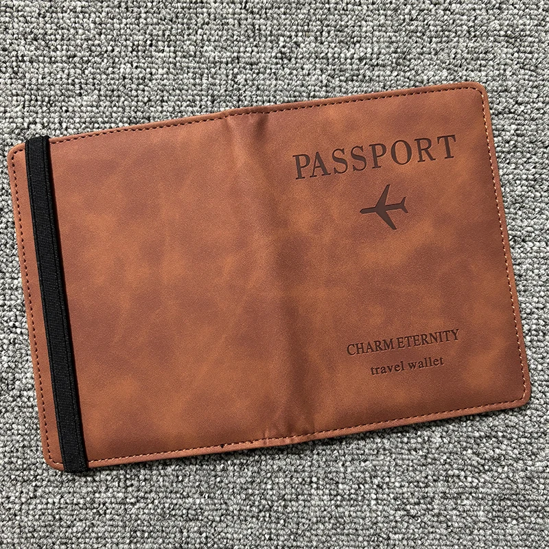 Passport Cover RFID Anti Theft Brush Business Travel Wallet Document ID Bank Card Case Functional Elastic Band Passport Holder