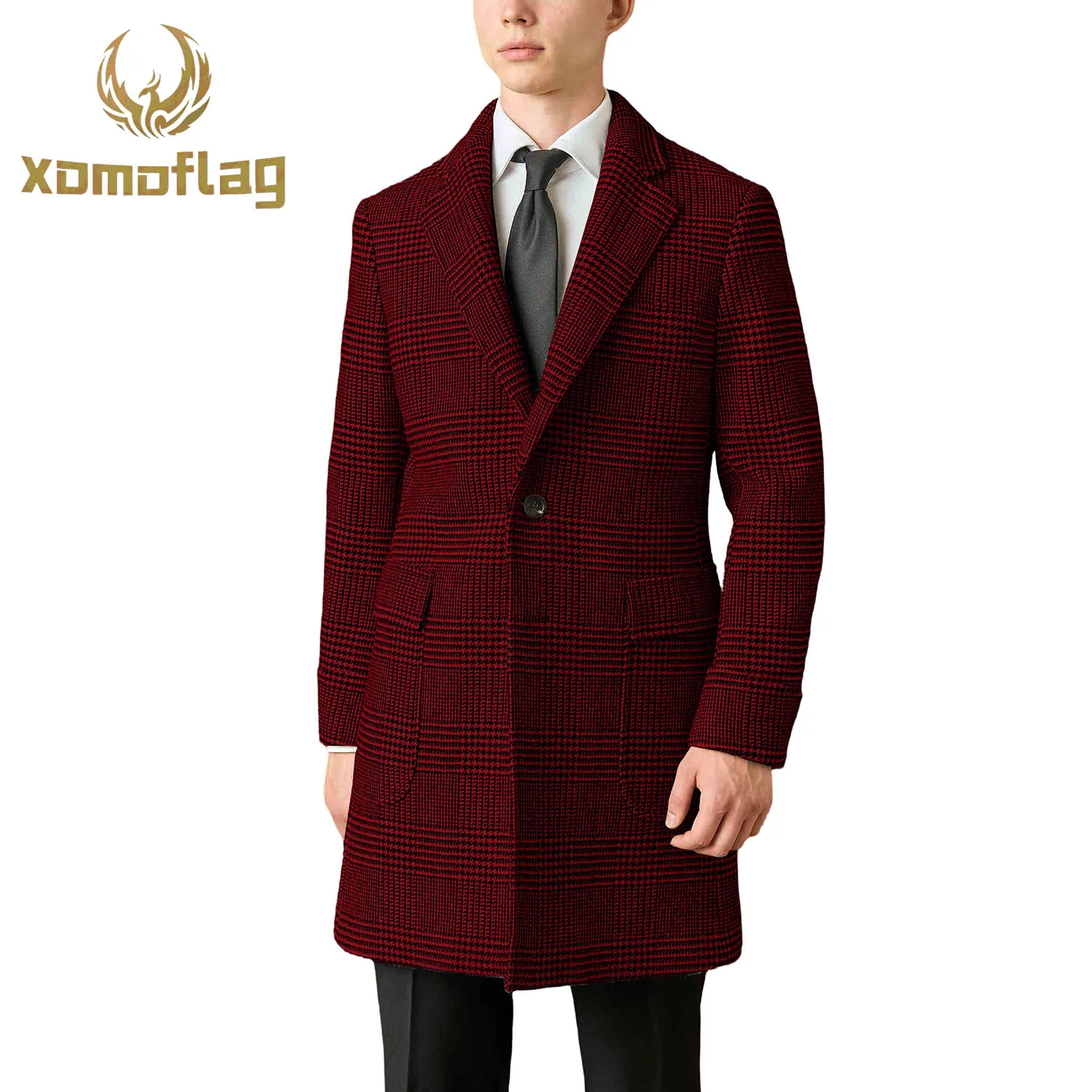 الرجال منقوشة معطف الصوف سترة الخريف الشتاء تويد سميكة خندق معطف مخصص الأعمال الرسمية لباس غير رسمي الحلل #5