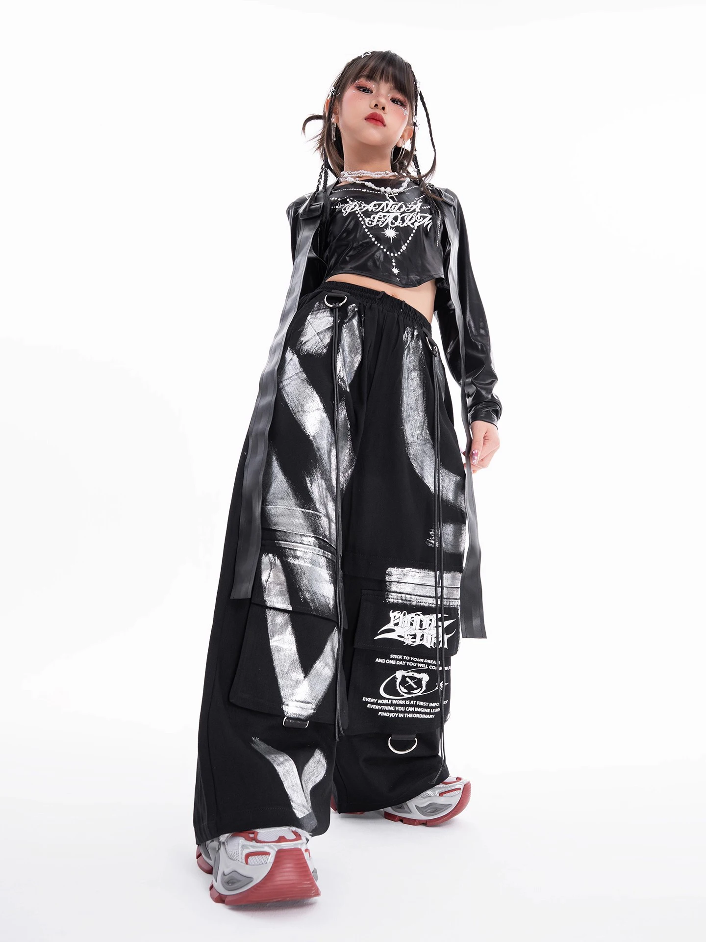 2025 lila Anzug Kpop Mädchen Gruppe Kleidung Jazz Dance Kostüm Kinder Hip Hop Kleidung Street Dance Team Bühne Kleidung Tragen DN22034