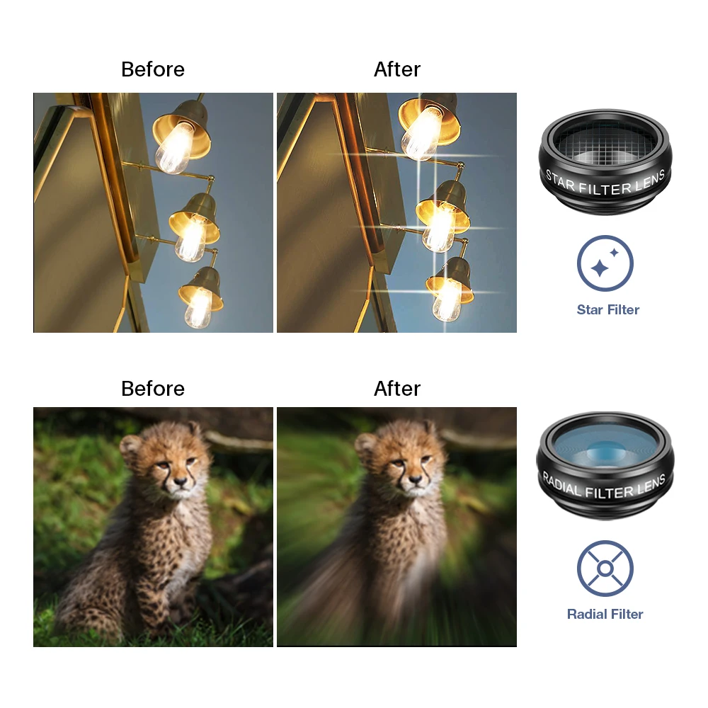 APEXEL 10 in 1 Phone camera Lens Kit Fisheye Wide Angle macro Lens CPL Filter Kaleidoscope and 2X telescope Lens for smartphone