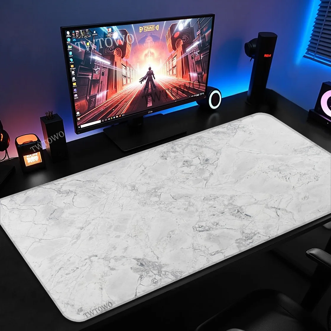 Mouse Pad Gaming White Marble printon demand Mousepad XXL keyboard pad Non-Slip Office Natural Rubber Office Accessories