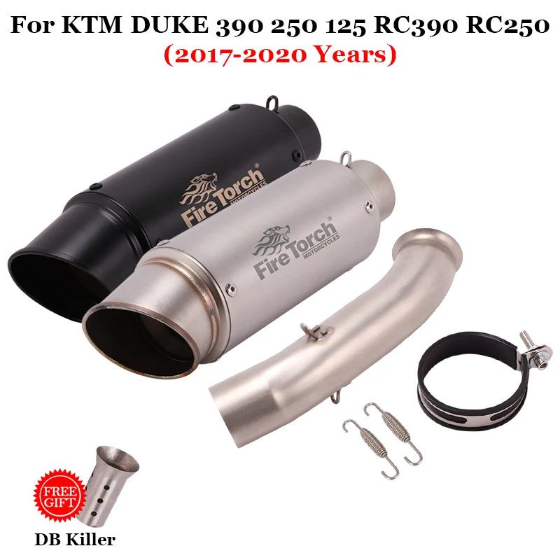 Slip On For KTM DUKE 125 250 390 RC390 2017 - 2020 51mm Motorcycle Exhaust System Muffler Modify Mid Link Pipe Escape DB Killer