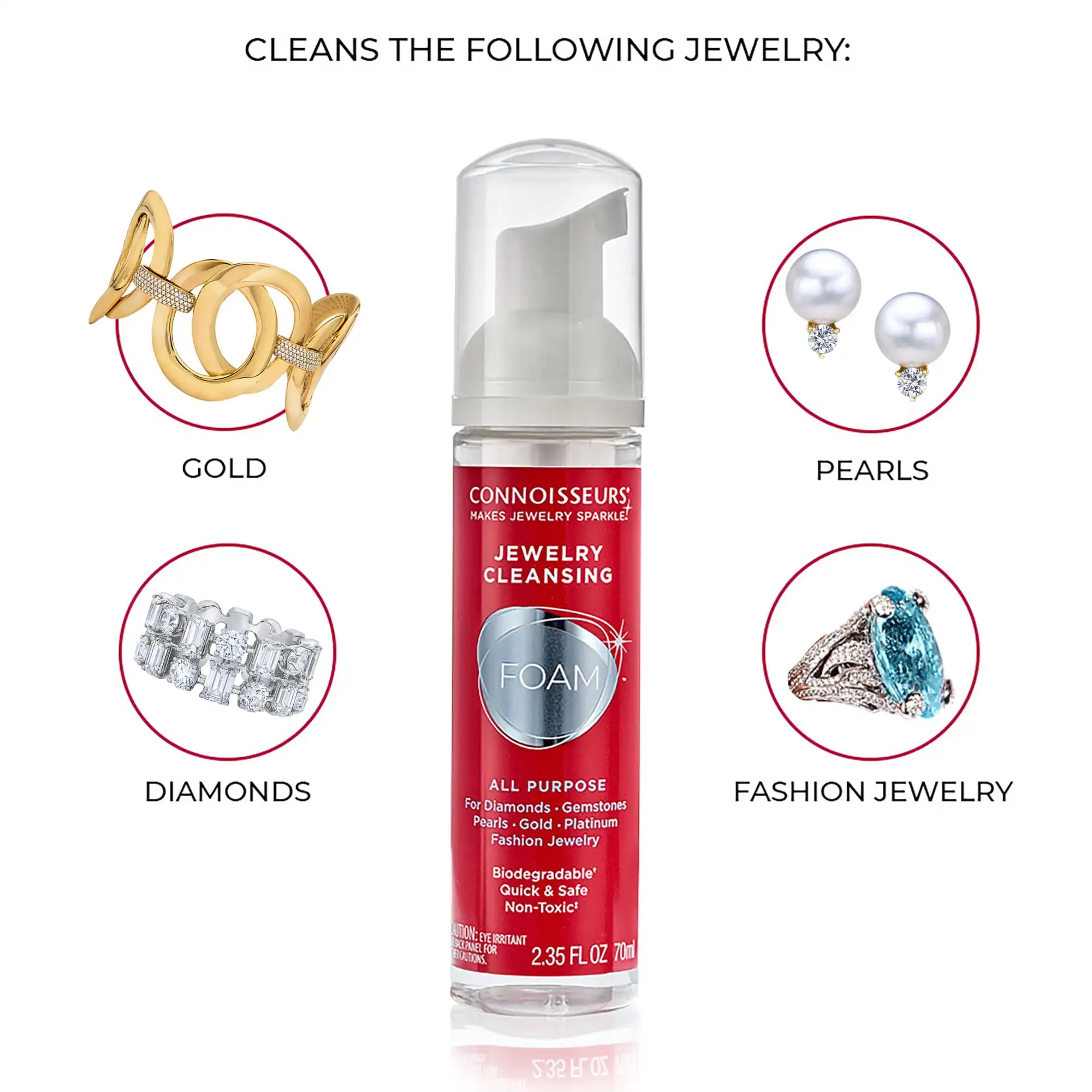 ジュエリークリーナー,ジュエリークリーナー,多目的フォーム,金,銀,プラチナ,貴石,クイッククリーニングソリューション