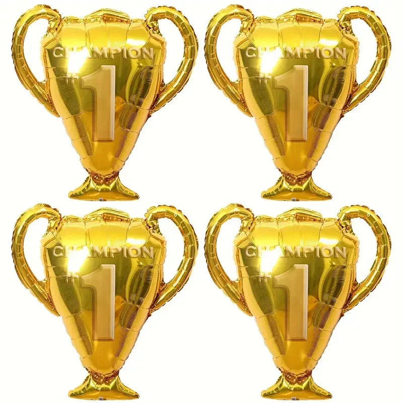 4-teiliges Champion-Trophäen-Folienballon-Set, Aluminium-Film-Award-Cup-Ballons für Sportwettkämpfe, Abschlussfeiern, Geburtstage – Detail 1