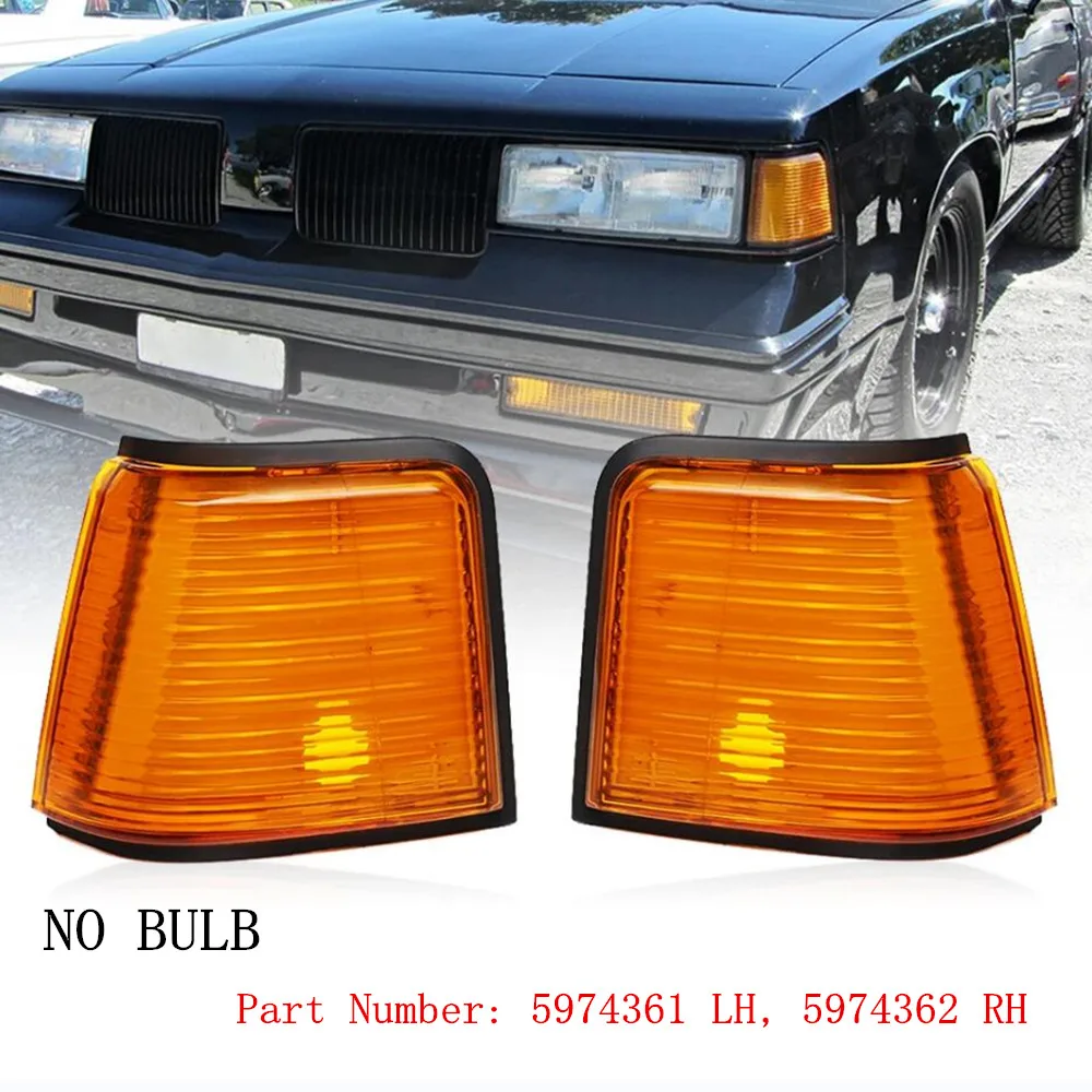 Pair Left & Right Front Amber Marker Lights Lens Set For 1987-1988 Cutlass Supreme Calais 442 GT-350