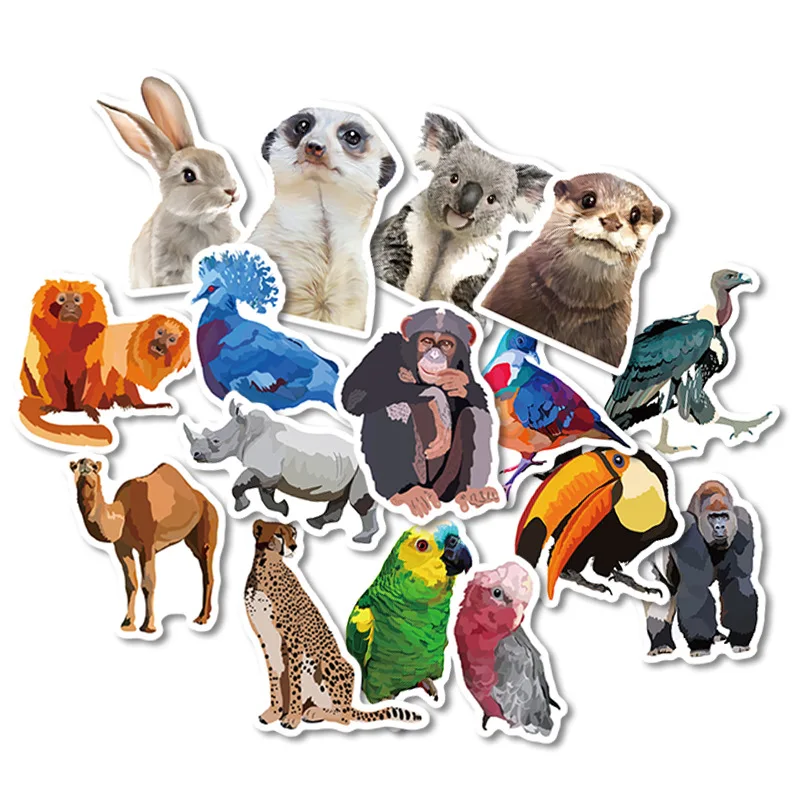 50Pc Realistic Animalsool Stickers Vintage Kids DIY Notebook Luggage Motorcycle Laptop Refrigerator Decals Graffiti