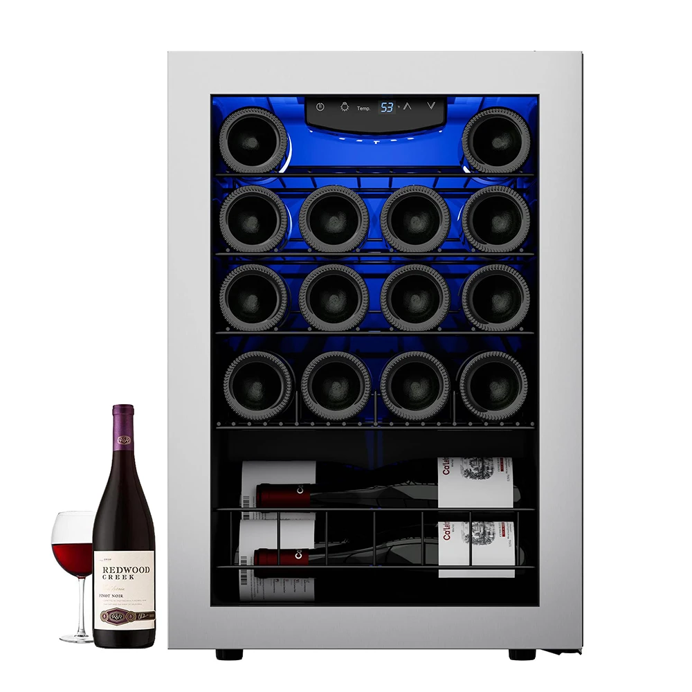 a'Lefort Refrigerador enfriador de vino - Mini refrigerador con capacidad para 20 botellas con puerta de vidrio, perfecto almacenamiento independiente de vino para el hogar