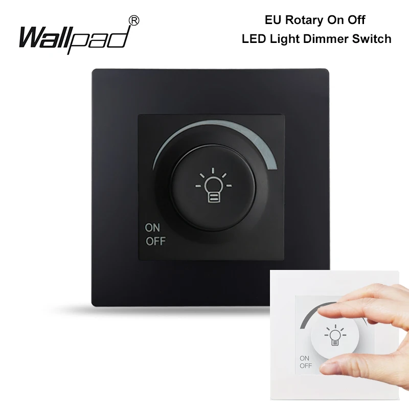 EU Wallpad Incandescent Halogen Light Dimmer Switch Rotary Knob Adjustable Brightness Controller Plastic Frame for LED Bulb