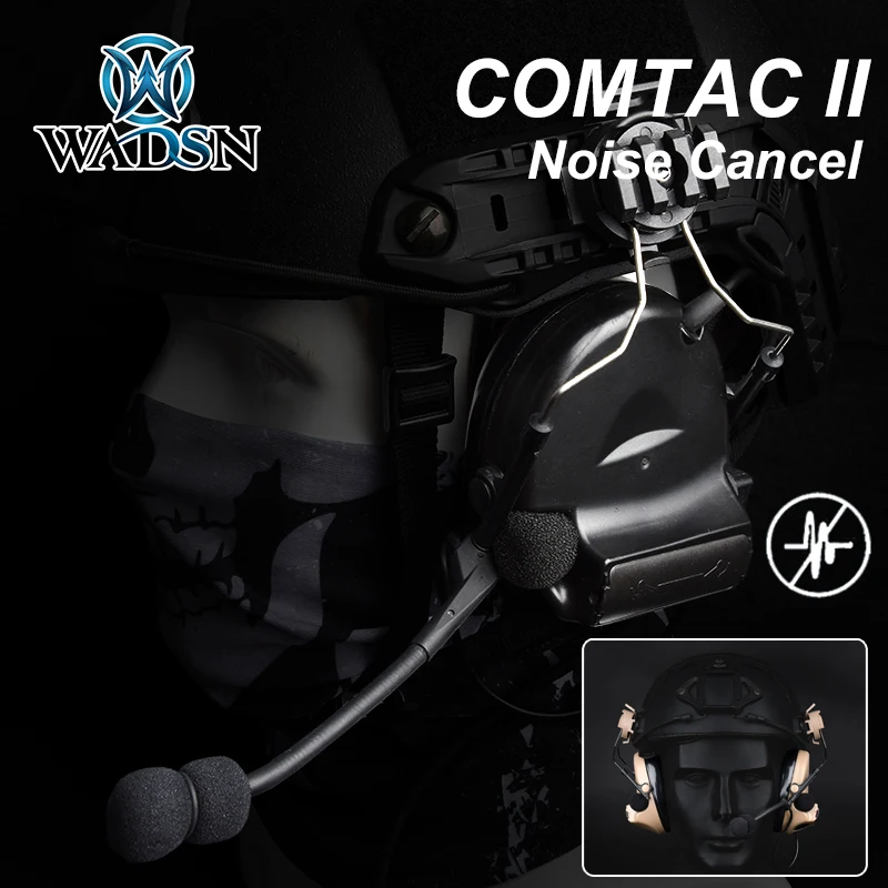 

WADSN C2 Comtact II Tactical FAST Helmet Headset Military communication Headphone Kenwood PTT Shooting Anti-Noisy Accessories